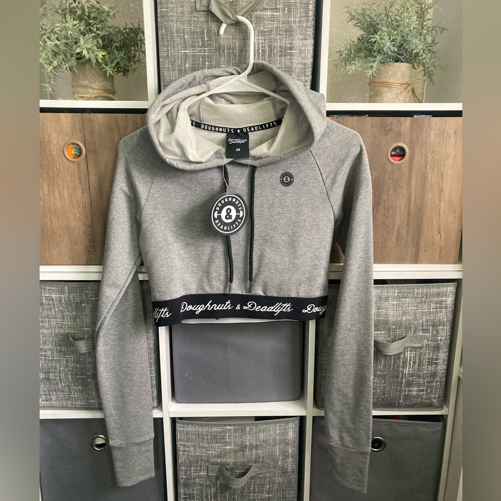 Brand new crop top hoodie Doughnuts & Deadlifts!